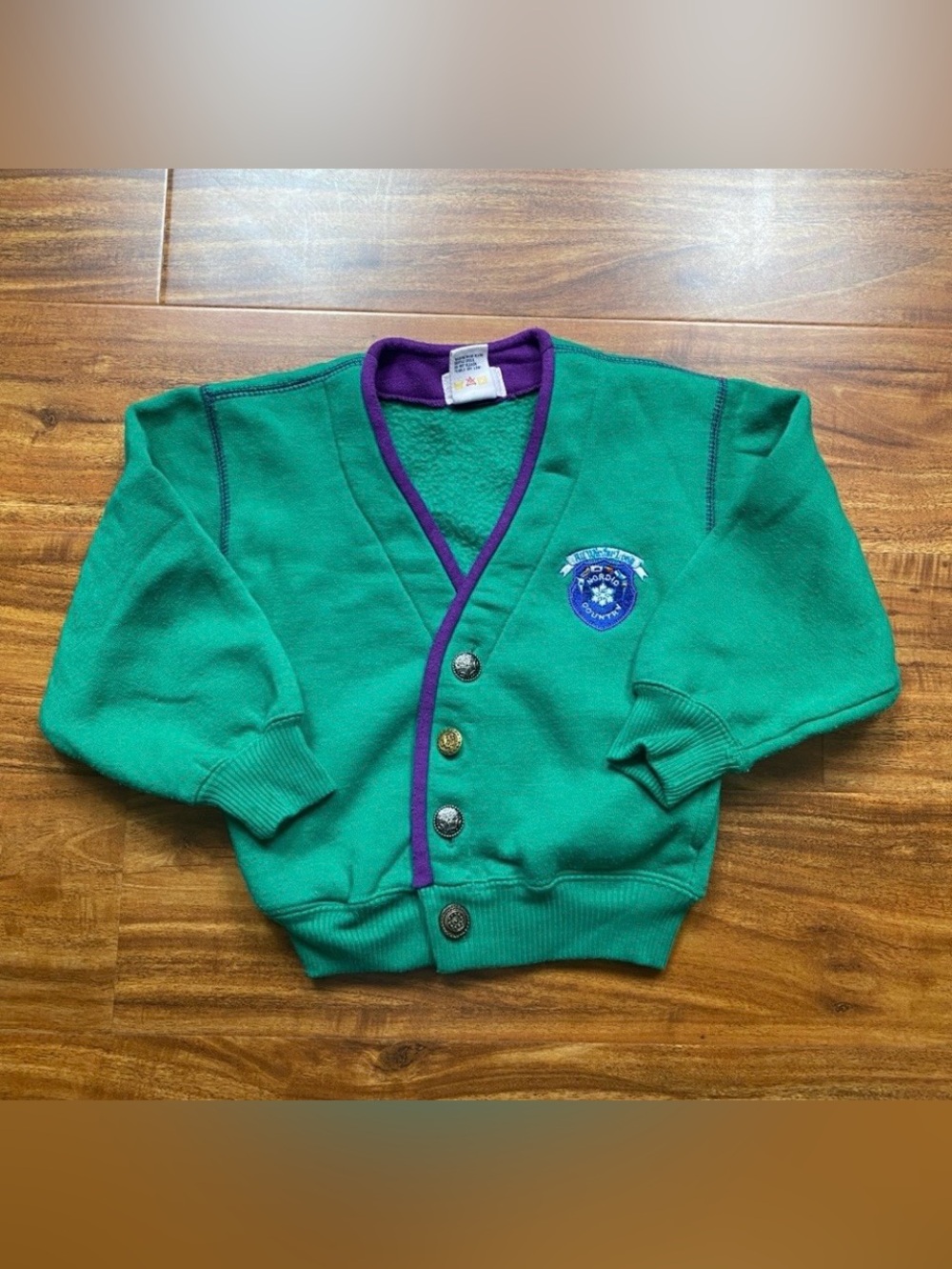 Vintage GAP Baby Girl Green Purple V Neck Sweatshirt Cardigan Size 12-18M